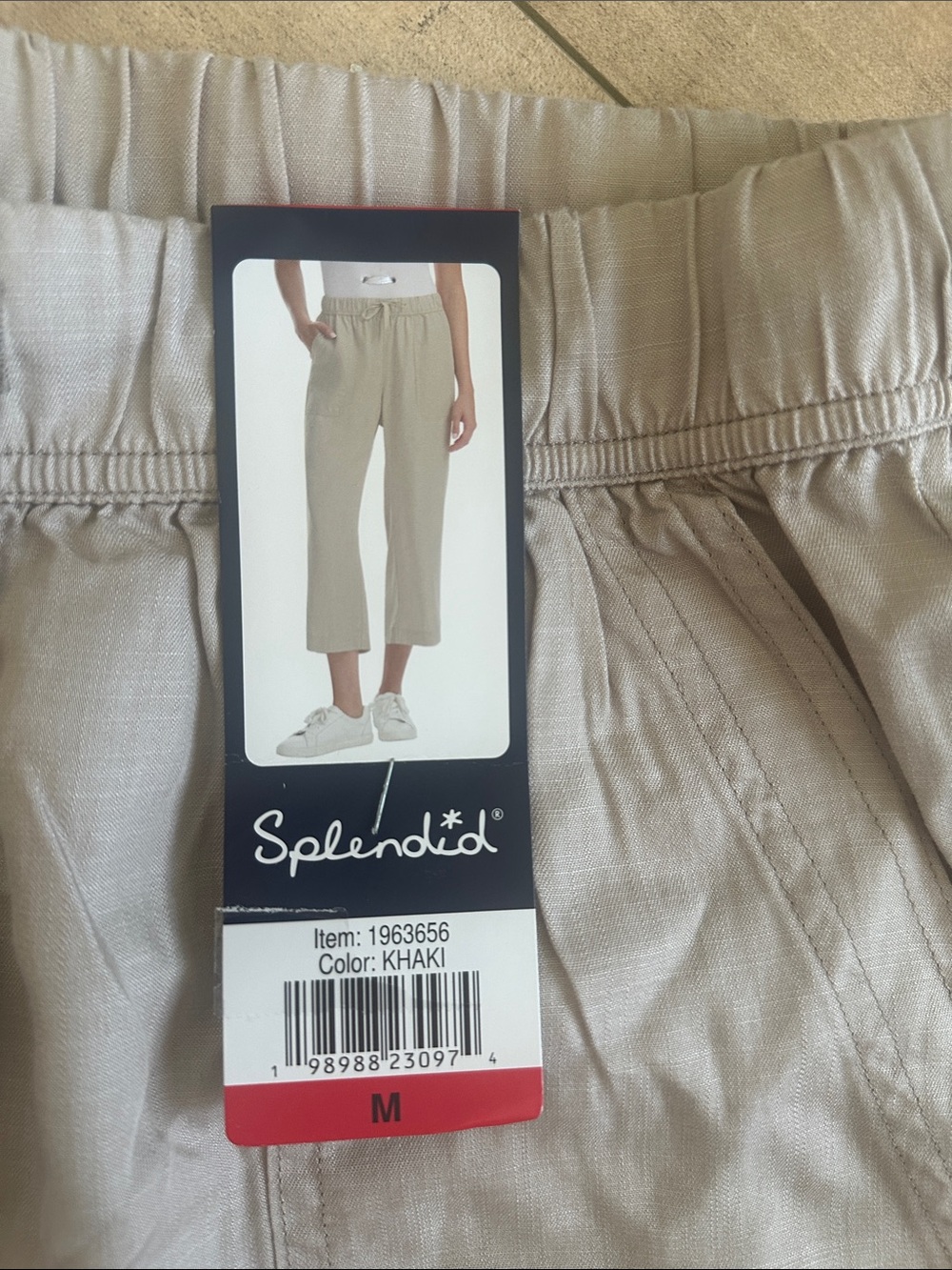 NWT Splendid Wide-Leg Drawstring Chinos - Light Beige Sz M - Picture 5 of 8